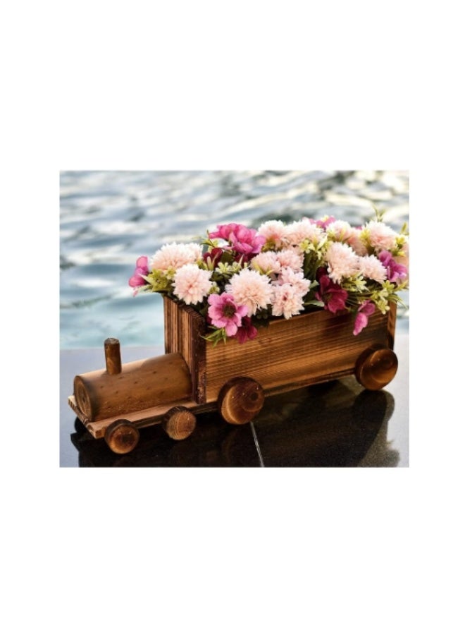 Wooden Train Planter Handmade Rustic  – Eco-Friendly Vintage Decor for Your Garden & Indoor Space - Image 1